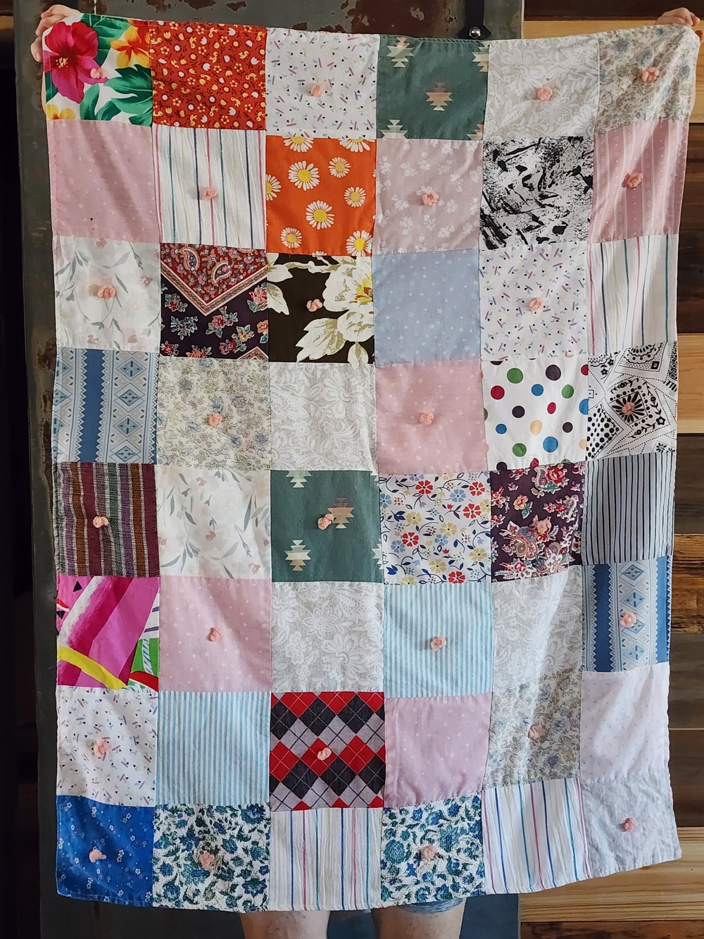 Vintage Patchwork Quilt Throw in Multicolor Handmade